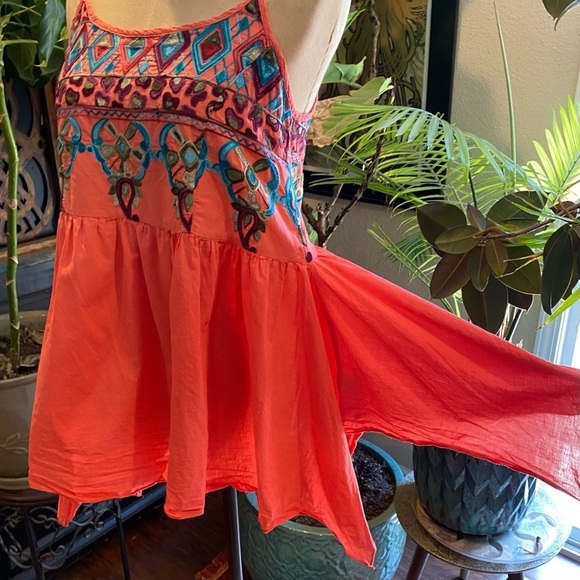 Umgee Tangerine Embroidered Bohemian Tank Top - Picture 6 of 12